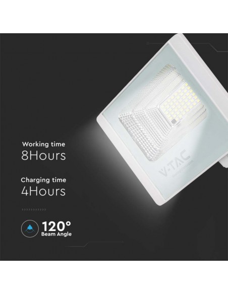 10413-Faro LED con Telecomando e Pannello Solare  Batteria LiFePO Colore Bianco  -7
