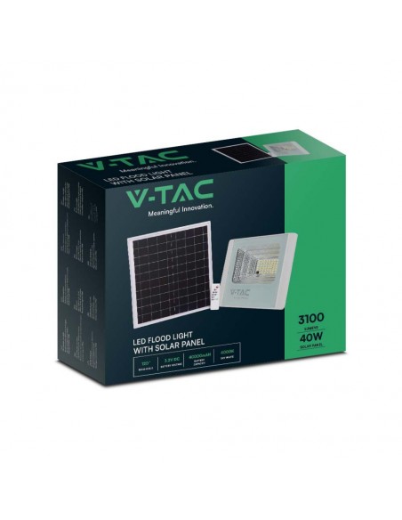 10414-Faro LED con Telecomando e Pannello Solare  Batteria LiFePO Colore Bianco  -2