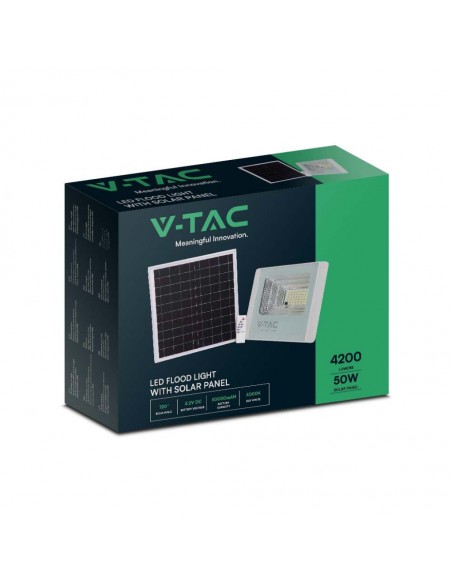 10415-Faro LED con Telecomando e Pannello Solare  Batteria LiFePO Colore Bianco  -2