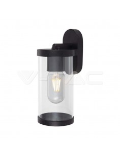 10417-Lampada LED da Giardino Cilindrica con Portalampada E con Corpo Nero Copertura Trasparente d  IP-1