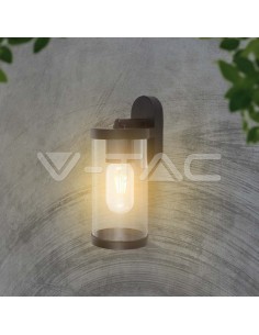 10417-Lampada LED da Giardino Cilindrica con Portalampada E con Corpo Nero Copertura Trasparente d  IP-1 2