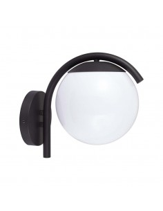 10420-Lampada LED da Muro con Sfera Opale e Portalampada E  Colore Nero Opaco IP-1