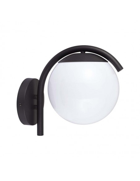 10420-Lampada LED da Muro con Sfera Opale e Portalampada E  Colore Nero Opaco IP-1