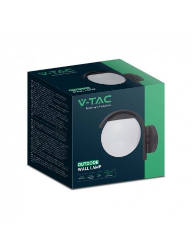 10420-Lampada LED da Muro con Sfera Opale e Portalampada E  Colore Nero Opaco IP-2