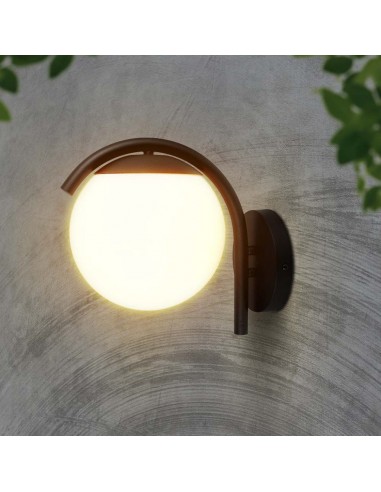 10420-Lampada LED da Muro con Sfera Opale e Portalampada E  Colore Nero Opaco IP-4
