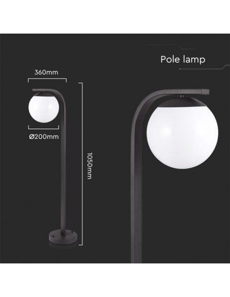 10421-Lampione LED da Giardino con Portalampada a Lanterna E Colore Nero Opaco h cm IP-2