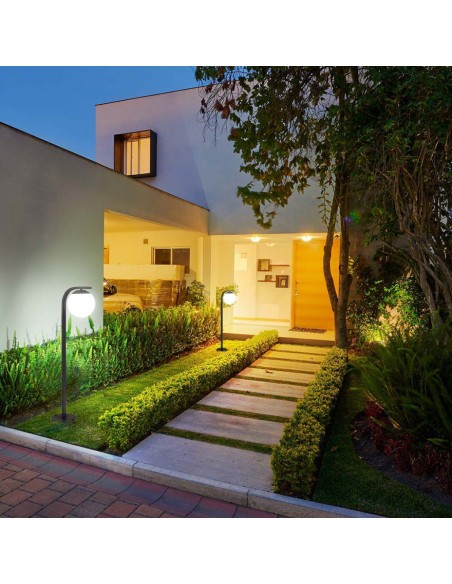 10421-Lampione LED da Giardino con Portalampada a Lanterna E Colore Nero Opaco h cm IP-3