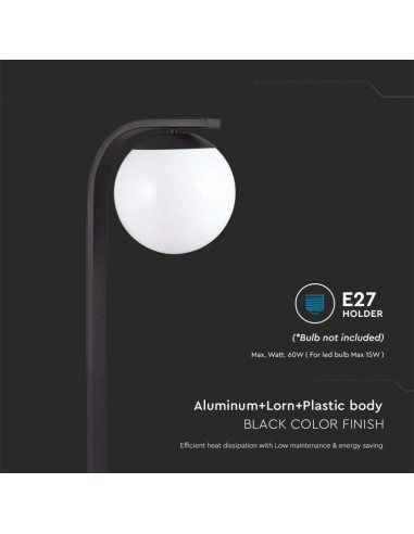 10421-Lampione LED da Giardino con Portalampada a Lanterna E Colore Nero Opaco h cm IP-6