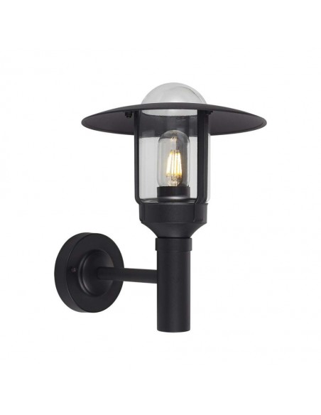10422-Lampione LED da Giardino con Portalampada a Lanterna E Colore Nero Opaco h cm Montaggio a Muro IP-1