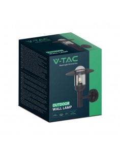 10422-Lampione LED da Giardino con Portalampada a Lanterna E Colore Nero Opaco h cm Montaggio a Muro IP-1 2