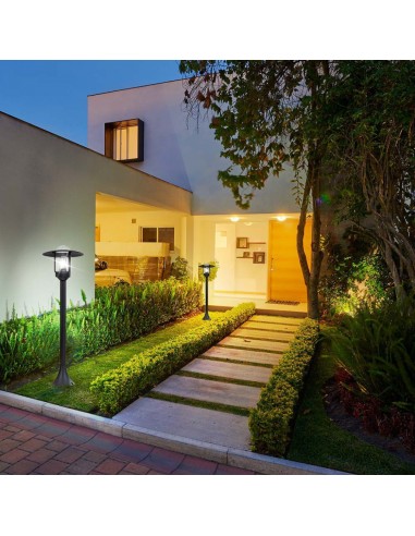 10423-Lampione LED da Giardino con Portalampada a Lanterna E Colore Nero Opaco h cm IP-4