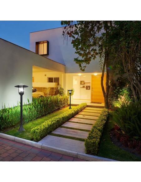 10423-Lampione LED da Giardino con Portalampada a Lanterna E Colore Nero Opaco h cm IP-4