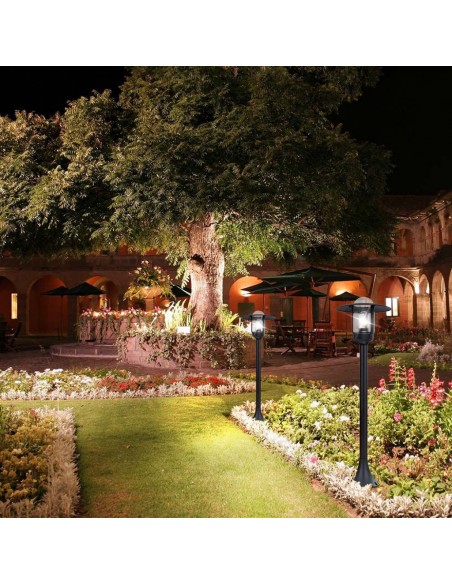 10423-Lampione LED da Giardino con Portalampada a Lanterna E Colore Nero Opaco h cm IP-5