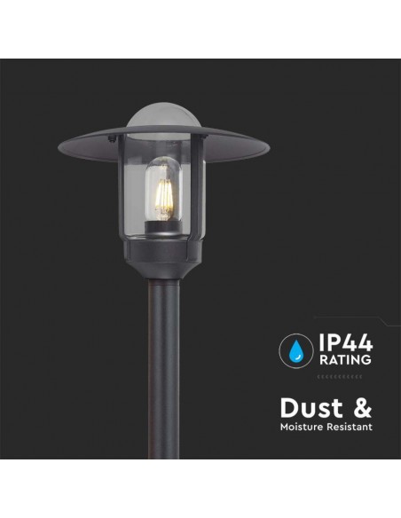 Lampione LED da Giardino con Portalampada a Lanterna E27 Nero Opaco h: 97.5cm IP44