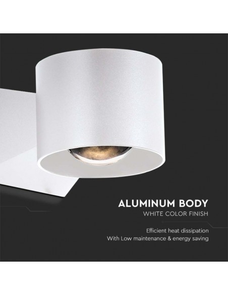 Applique LED da Muro 5W Doppio Fascio Luminoso Corpo Bianco 4000K IP65