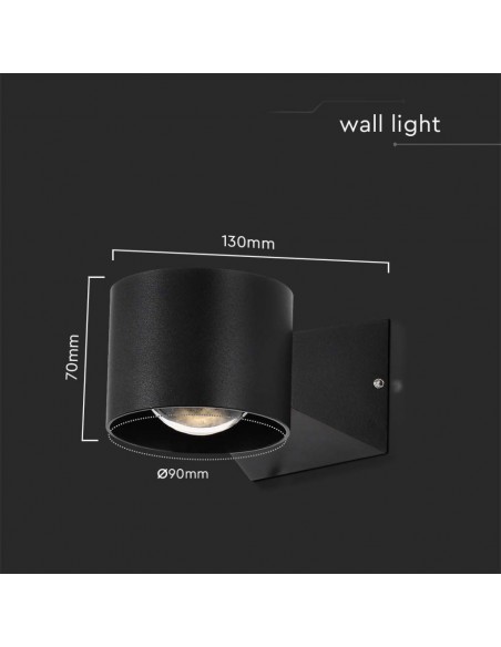 10445-Applique LED da Muro  Doppio Fascio Luminoso Corpo Nero  -3
