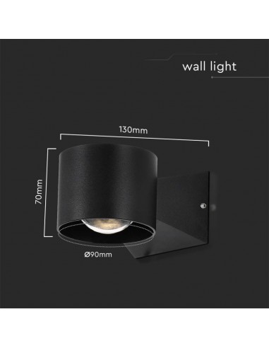 10446-Applique LED da Muro  Doppio Fascio Luminoso Corpo Nero  -3