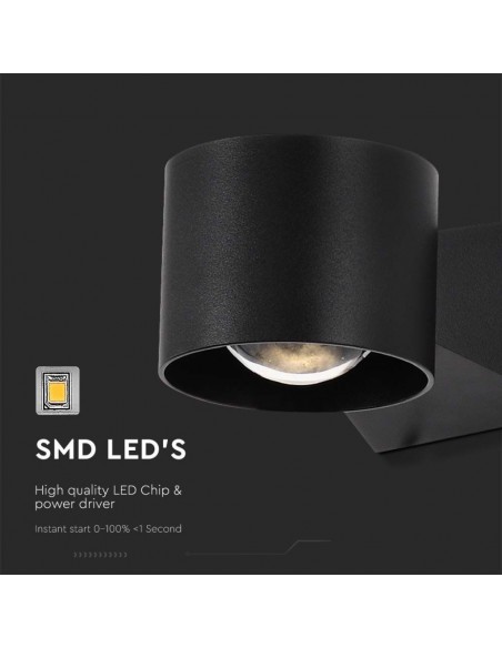 Applique LED da Muro 5W Doppio Fascio Luminoso Corpo Nero 4000K IP65