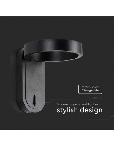 10448-Lampada LED da Muro  Doppio Fascio LM/W Colore Nero con Testa Ruotabile  -7