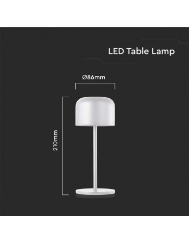 10449-Lampada LED da Tavolo  con Batteria mAh Ricaricabile USB C Colore Bianco in Metallo Touch Dimmerabile Bianco caldo  Bianco