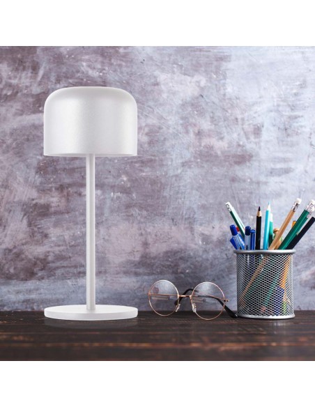10449-Lampada LED da Tavolo  con Batteria mAh Ricaricabile USB C Colore Bianco in Metallo Touch Dimmerabile Bianco caldo  Bianco