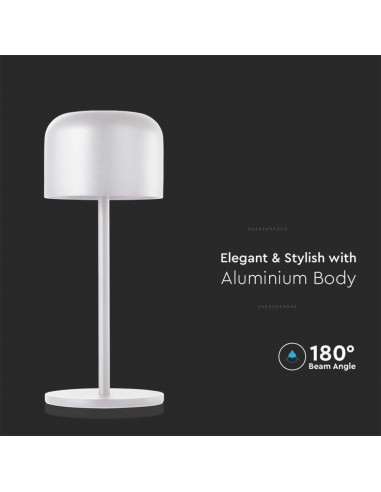 10449-Lampada LED da Tavolo  con Batteria mAh Ricaricabile USB C Colore Bianco in Metallo Touch Dimmerabile Bianco caldo  Bianco