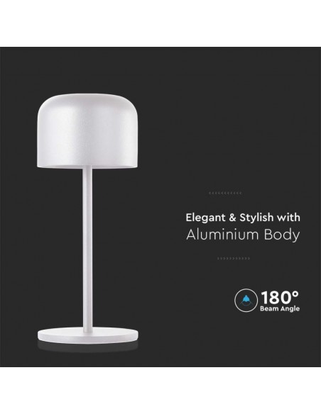 10449-Lampada LED da Tavolo  con Batteria mAh Ricaricabile USB C Colore Bianco in Metallo Touch Dimmerabile Bianco caldo  Bianco