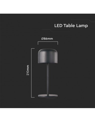 10450-Lampada LED da Tavolo  con Batteria mAh Ricaricabile USB C Colore Nero in Metallo Touch Dimmerabile Bianco caldo  Bianco f