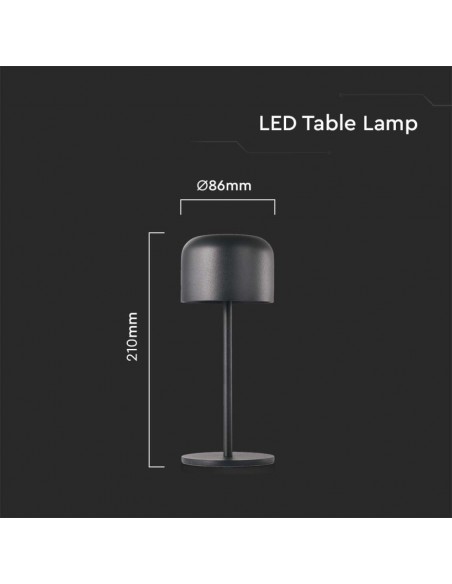 10450-Lampada LED da Tavolo  con Batteria mAh Ricaricabile USB C Colore Nero in Metallo Touch Dimmerabile Bianco caldo  Bianco f