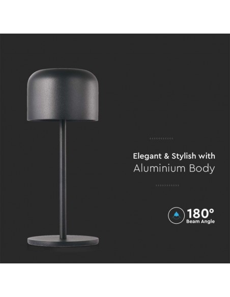 10450-Lampada LED da Tavolo  con Batteria mAh Ricaricabile USB C Colore Nero in Metallo Touch Dimmerabile Bianco caldo  Bianco f