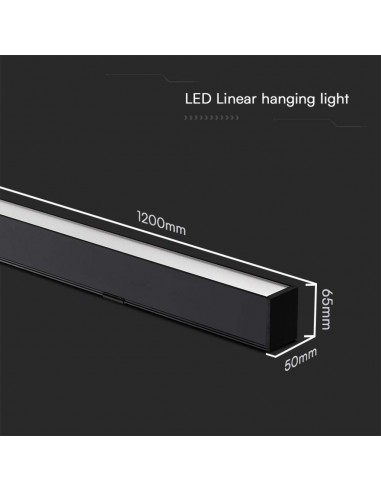 10468-Plafoniera LED Chip Samsung a Sospensione  Lineare Colore Nero cm in-2