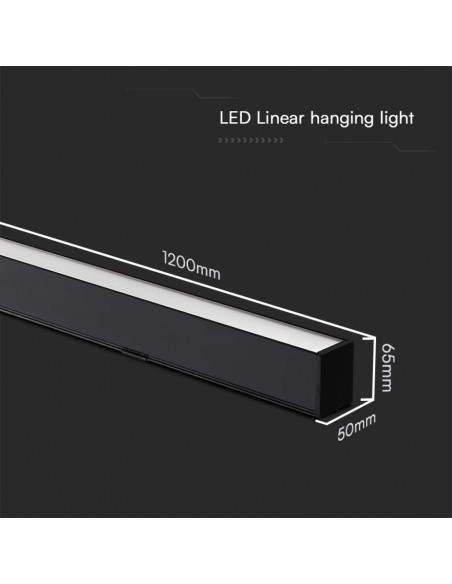 10468-Plafoniera LED Chip Samsung a Sospensione  Lineare Colore Nero cm in-2