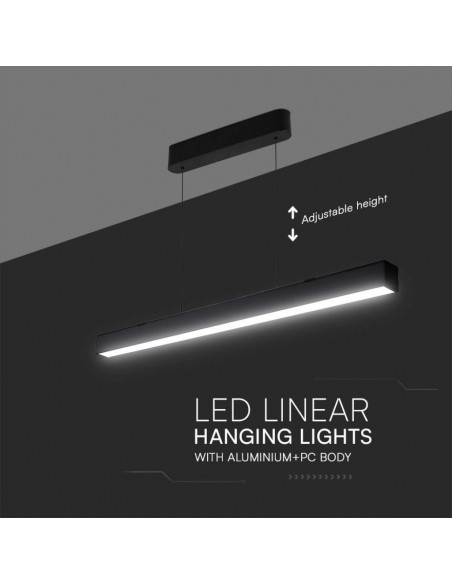 Plafoniera LED Chip Samsung a Sospensione 40W Lineare Nero 120cm 3in1