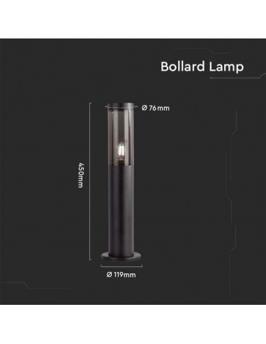 10471-Piantana LED da Giardino cm con Portalampada E Vetro Fumé Colore Nero IP-2