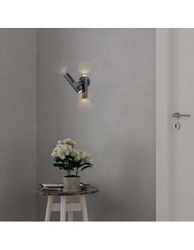 10473-xFaretti LED Da Muro  con Doppio Fascio Luminoso Regolabile a  Colore Nero  IP-4