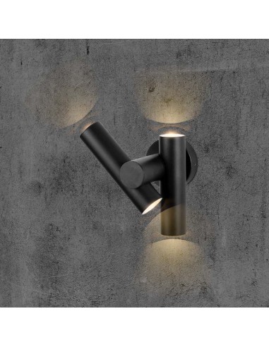 10473-xFaretti LED Da Muro  con Doppio Fascio Luminoso Regolabile a  Colore Nero  IP-5