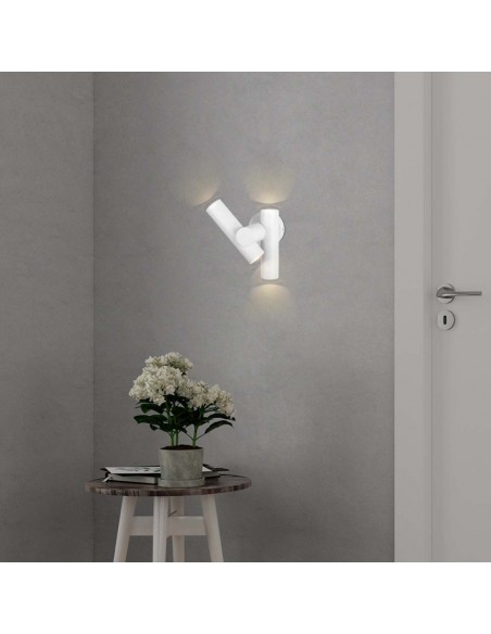 10474-xFaretti LED Da Muro  con Doppio Fascio Luminoso Regolabile a  Colore Bianco  IP-4