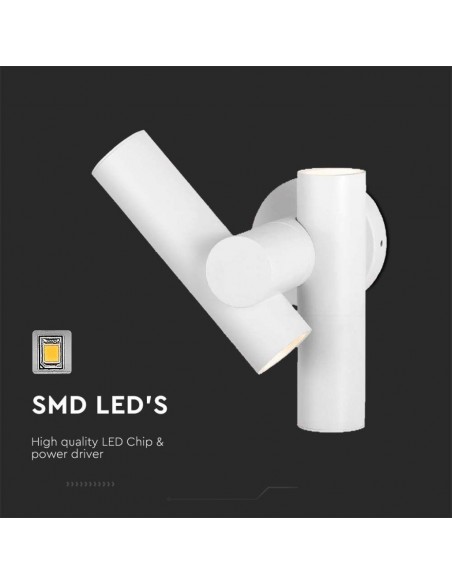 2*Faretti LED Da Muro 6W con Doppio Fascio Luminoso Regolabile a 360° Bianco 3000K IP44
