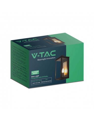 10561-Lampada LED da Muro a Lanterna  con Portalampada E Max  Colore Nero -2