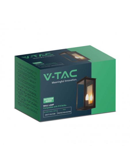 10561-Lampada LED da Muro a Lanterna  con Portalampada E Max  Colore Nero -2