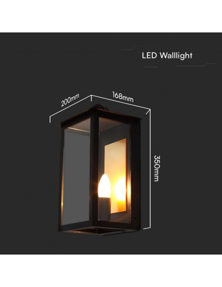10561-Lampada LED da Muro a Lanterna  con Portalampada E Max  Colore Nero -3