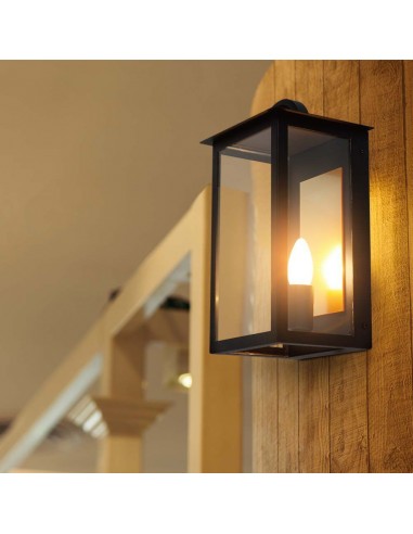 10561-Lampada LED da Muro a Lanterna  con Portalampada E Max  Colore Nero -4