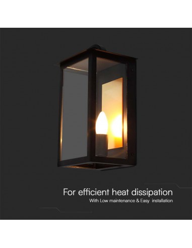 10561-Lampada LED da Muro a Lanterna  con Portalampada E Max  Colore Nero -5