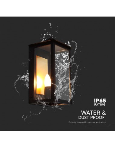 10561-Lampada LED da Muro a Lanterna  con Portalampada E Max  Colore Nero -7