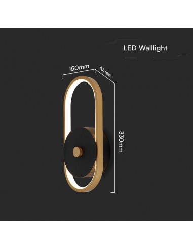 10562-Lampada LED da Muro  xxmm in Metallo Colore Nero  Ottone Antico  IP-3