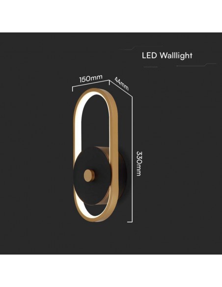 10563-Lampada LED da Muro  xxmm in Metallo Colore Nero  Ottone Antico  IP-3