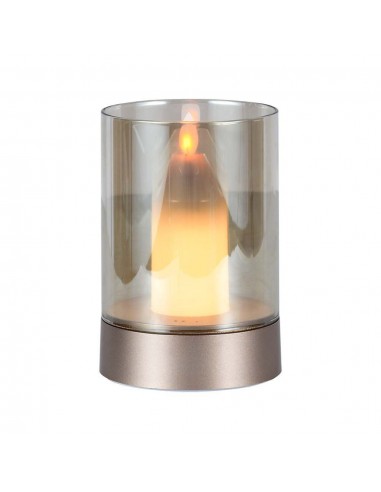 10566-Candela LED da Tavolo  con Batteria mAh Ricaricabile USB C Vetro ambrato Colore Champagne Oro -1