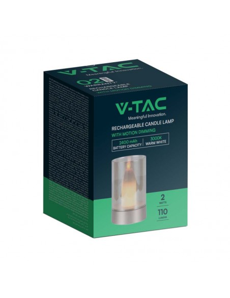 10566-Candela LED da Tavolo  con Batteria mAh Ricaricabile USB C Vetro ambrato Colore Champagne Oro -2