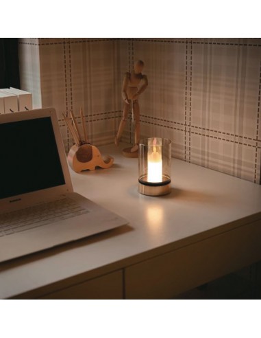 10566-Candela LED da Tavolo  con Batteria mAh Ricaricabile USB C Vetro ambrato Colore Champagne Oro -4