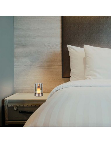 10566-Candela LED da Tavolo  con Batteria mAh Ricaricabile USB C Vetro ambrato Colore Champagne Oro -5